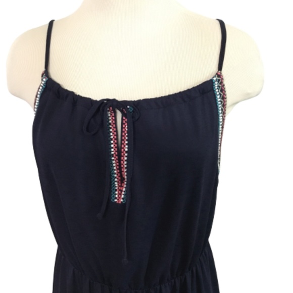 Maurices Navy Maxi Dress Embroidered Beaded Detail - Picture 3 of 9
